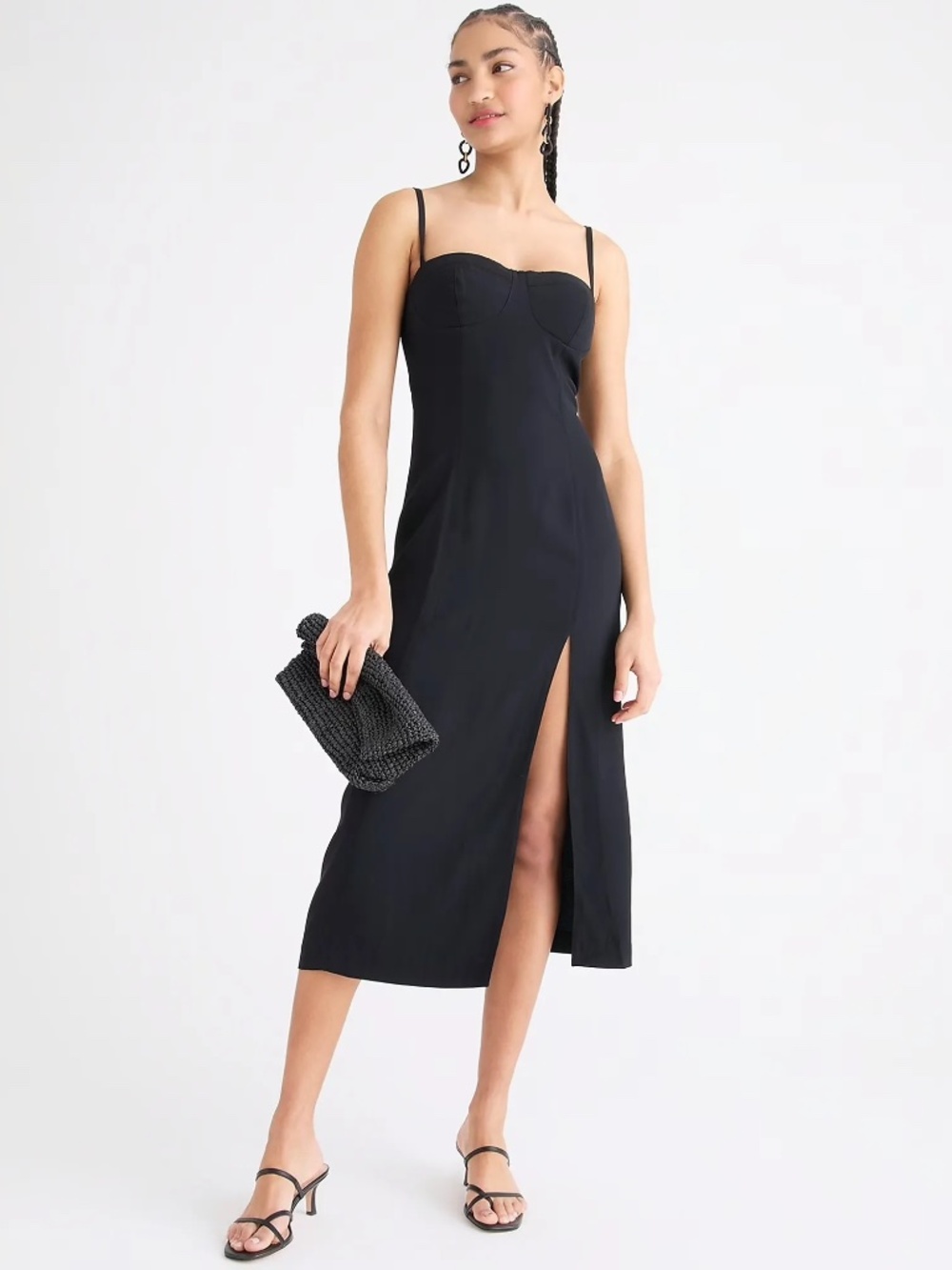 NWOT J.Crew Collection Invite Dress in Crepe Black Sheath Midi Sz 10 $228